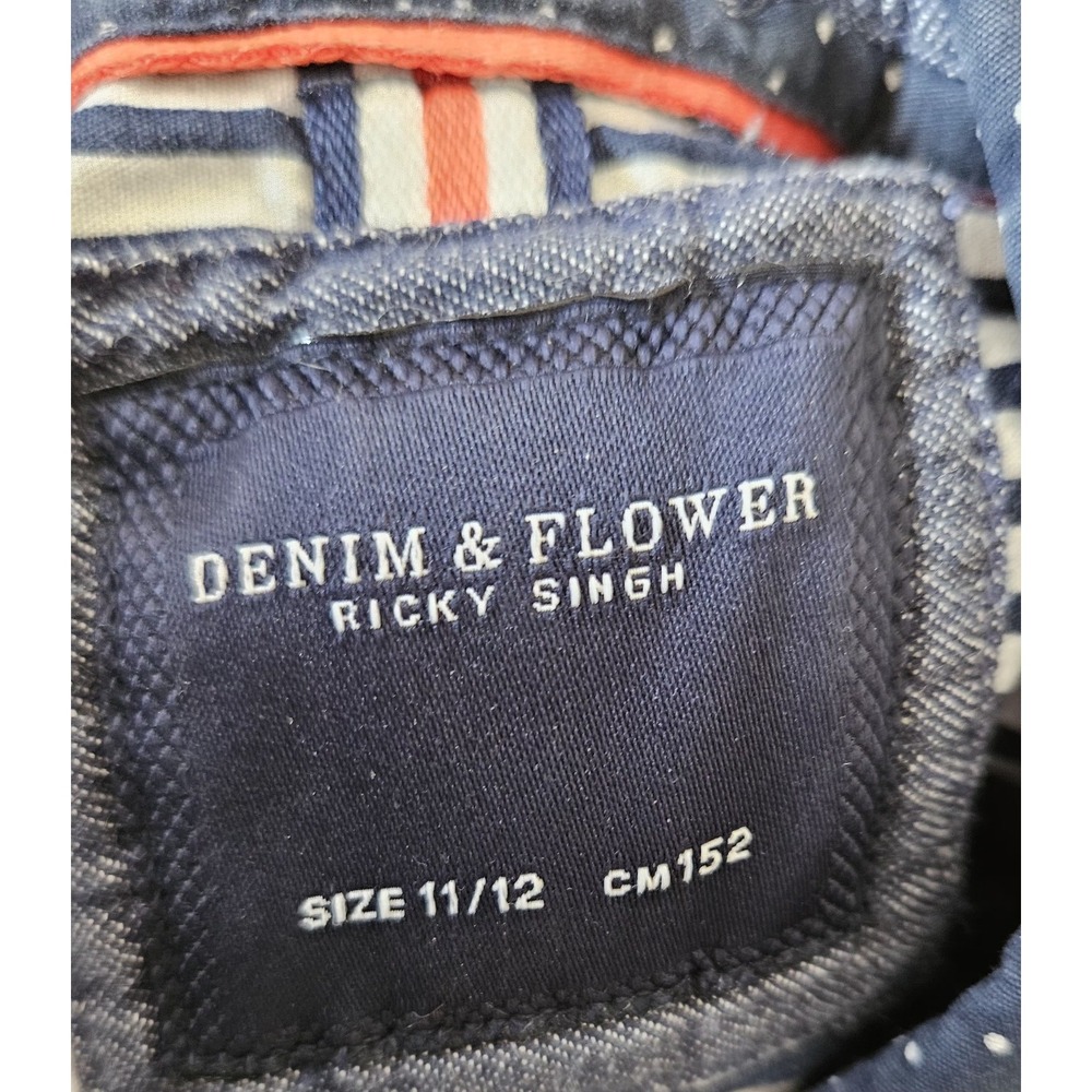 Denim & Flower Ricky Singh Boys Shirt Size 11/12 Blue Polka Dot Button Up Short - Picture 4 of 4